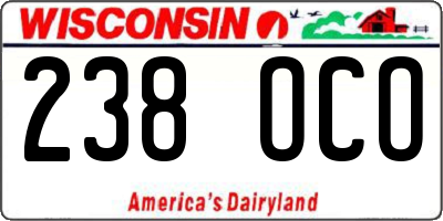WI license plate 238OCO