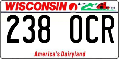 WI license plate 238OCR