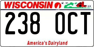 WI license plate 238OCT
