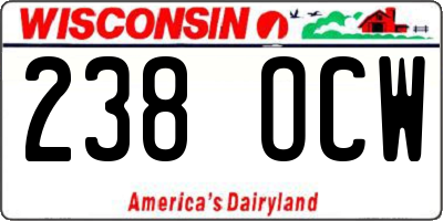 WI license plate 238OCW