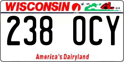 WI license plate 238OCY