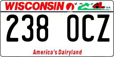 WI license plate 238OCZ