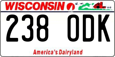WI license plate 238ODK