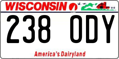 WI license plate 238ODY