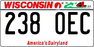 WI license plate 238OEC