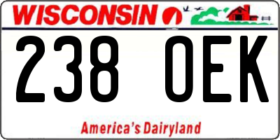 WI license plate 238OEK