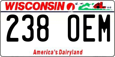 WI license plate 238OEM