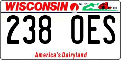 WI license plate 238OES