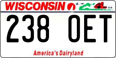 WI license plate 238OET