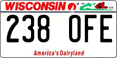WI license plate 238OFE