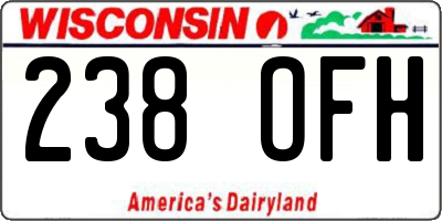 WI license plate 238OFH
