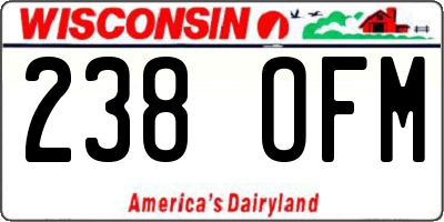WI license plate 238OFM