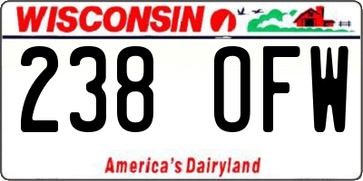 WI license plate 238OFW