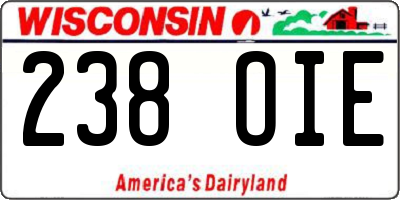 WI license plate 238OIE