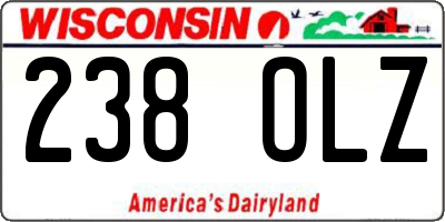 WI license plate 238OLZ