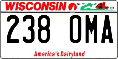 WI license plate 238OMA