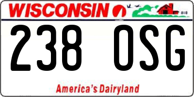 WI license plate 238OSG