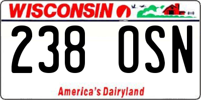 WI license plate 238OSN