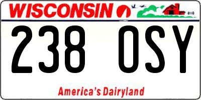 WI license plate 238OSY