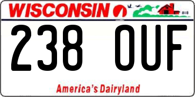 WI license plate 238OUF