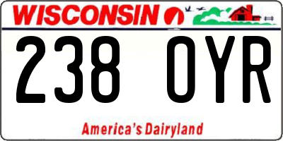 WI license plate 238OYR
