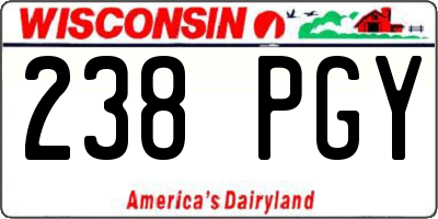 WI license plate 238PGY
