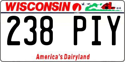 WI license plate 238PIY