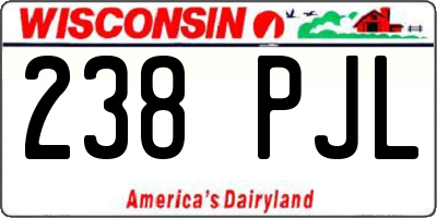 WI license plate 238PJL