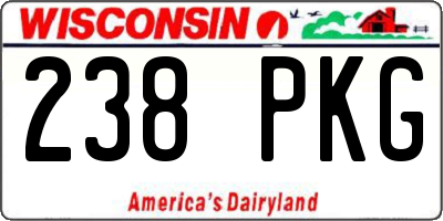 WI license plate 238PKG