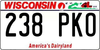 WI license plate 238PKO