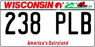 WI license plate 238PLB