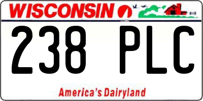 WI license plate 238PLC