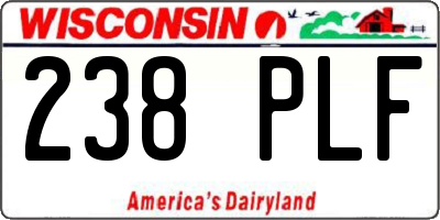WI license plate 238PLF