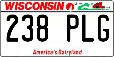 WI license plate 238PLG