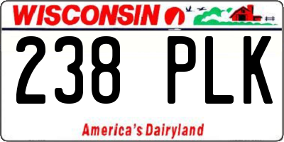 WI license plate 238PLK