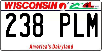 WI license plate 238PLM