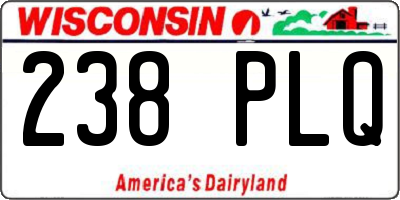 WI license plate 238PLQ