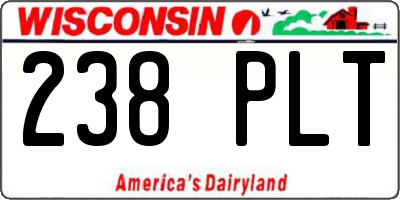 WI license plate 238PLT