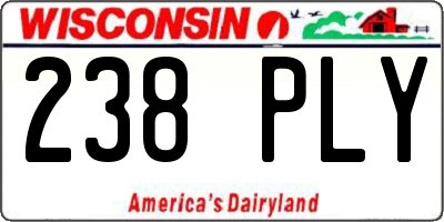 WI license plate 238PLY