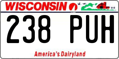 WI license plate 238PUH