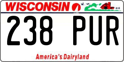 WI license plate 238PUR