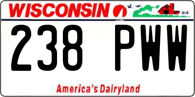 WI license plate 238PWW