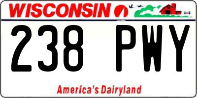 WI license plate 238PWY