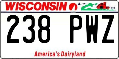 WI license plate 238PWZ