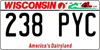 WI license plate 238PYC