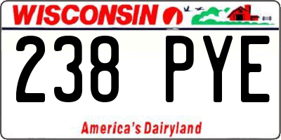WI license plate 238PYE
