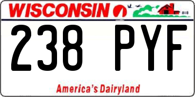 WI license plate 238PYF