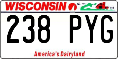 WI license plate 238PYG