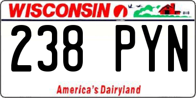 WI license plate 238PYN