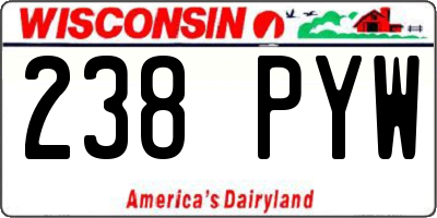 WI license plate 238PYW